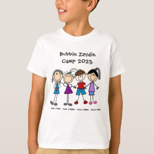 Gepersonaliseerd Stick Figuur Kinder Familie T-shi T-shirt