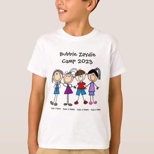 Gepersonaliseerd Stick Figuur Kinder Familie T-shi T-shirt (Voorkant)