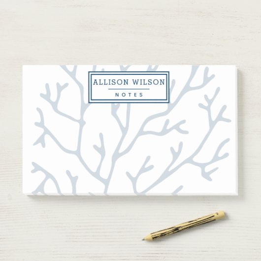 Gepersonaliseerd, stijlvol Blauwgroen blauw koraal Post-it® Notes (Op bureau)