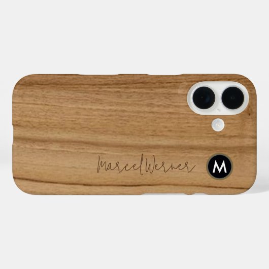 Gepersonaliseerd stijlvol Monogram Rustiek Hout Case-Mate iPhone Case (Achterkant (horizontaal))