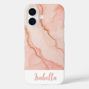 Gepersonaliseerd Stijlvol Roze Abstract Marmer iPhone 16 Hoesje