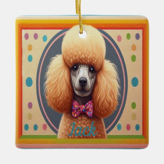 Gepersonaliseerd Stijlvolle Schattigee Poodle Dog  Keramisch Ornament (Voorkant)