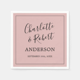 Gepersonaliseerd stoffig Roos Roze Zwart Bruiloft Servet