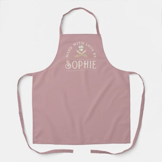 Gepersonaliseerd stoffig roze all-over print Schor Schort (Voorkant)