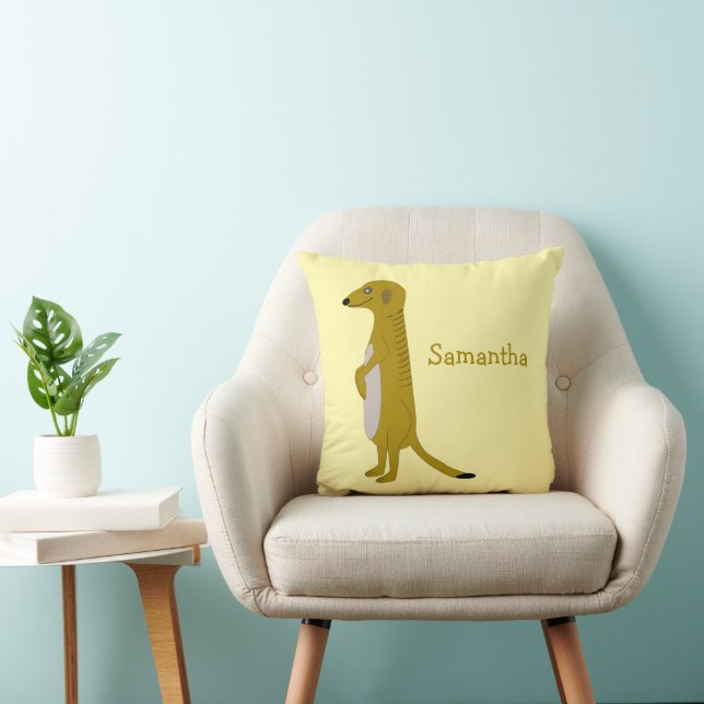 Gepersonaliseerd stokstaartje ontwerp kussen (Stoel)
