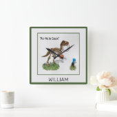 Gepersonaliseerd "Stop me in Coach" Dinosaur Art S Vierkante Klok (Huis)