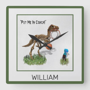 Gepersonaliseerd "Stop me in Coach" Dinosaur Art S Vierkante Klok