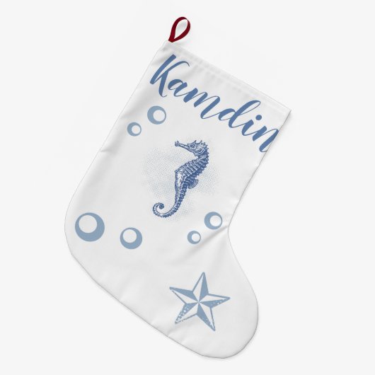 Gepersonaliseerd stoppend zeestrand water grote kerstsok (Voorkant (Hangend))