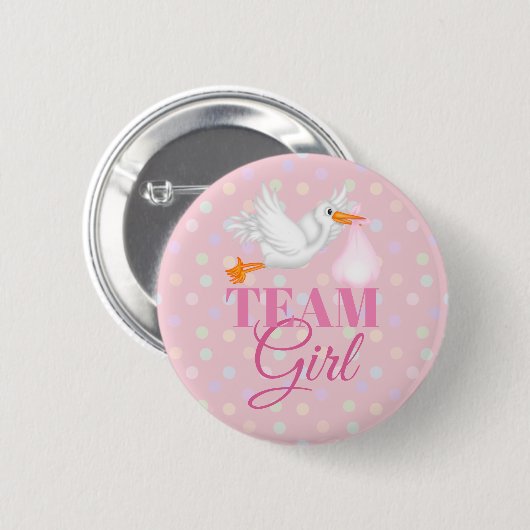 Gepersonaliseerd Stork Team Baby shower Button (Voorkant /achterkant)