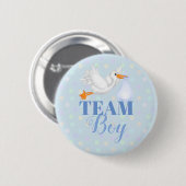Gepersonaliseerd Stork Team Boy Baby shower Button (Voorkant /achterkant)