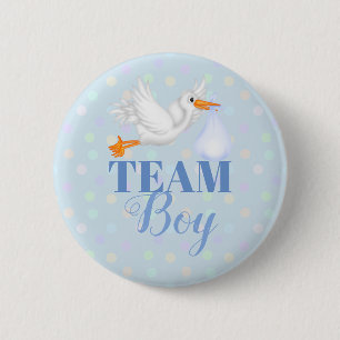 Gepersonaliseerd Stork Team Boy Baby shower Button