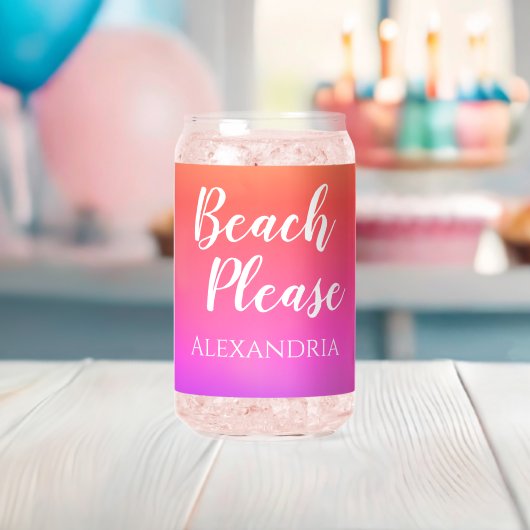 Gepersonaliseerd strand alsjeblieft Sinaasappel ro Blikvorm Glas (Insitu (Baby Shower))