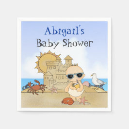 Gepersonaliseerd strand Baby Boy Baby shower Servet