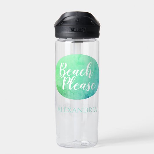 Gepersonaliseerd strand Gelieve Blauwgroen Aqua Waterfles (Achterkant)