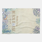 Gepersonaliseerd strand House Coastal Coral Reef Theedoek (Horizontaal)