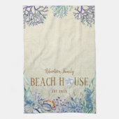 Gepersonaliseerd strand House Coastal Coral Reef Theedoek (Verticaal)
