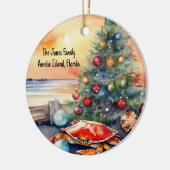 Gepersonaliseerd strand met Crab Christmas Tree Keramisch Ornament (Links)