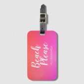 Gepersonaliseerd strand Roze Sinaasappel Ombre Bagagelabel (Voorkant (verticaal))