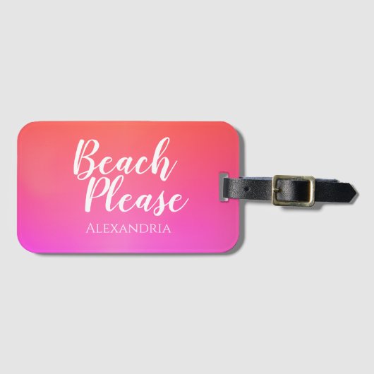 Gepersonaliseerd strand Roze Sinaasappel Ombre Bagagelabel (Voorkant (horizontaal))
