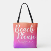 Gepersonaliseerd strand Sinaasappel Roze Ombre Tote Bag (Achterkant)