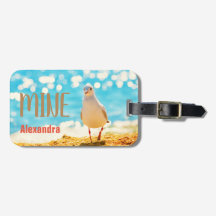 Gepersonaliseerd strandblauw met zeemeeuw