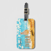 Gepersonaliseerd strandblauw met zeemeeuw bagagelabel (Voorkant (verticaal))