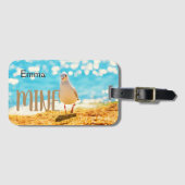 Gepersonaliseerd strandblauw met zeemeeuw bagagelabel (Voorkant (horizontaal))