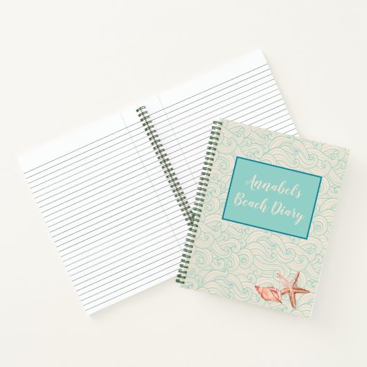 Gepersonaliseerd stranddagboek notitieboek (Binnen)
