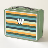 Gepersonaliseerd streeppatroon Monogram Blauw Geel (Achterkant)