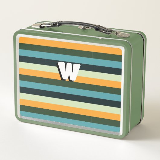 Gepersonaliseerd streeppatroon Monogram Blauw Geel (Achterkant)