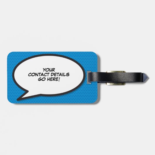 Gepersonaliseerd stripboek SUPERHERO Fun Modern Bagagelabel (Achterkant horizontaal)