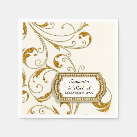 Gepersonaliseerd Stropdas Glam Old Hollywood Regen Servetten (Voorkant)