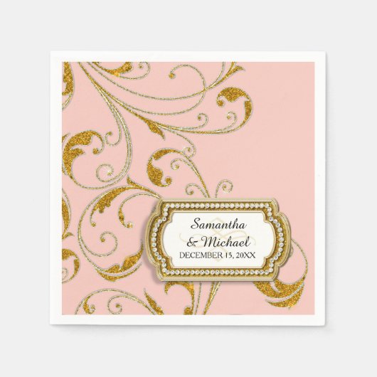 Gepersonaliseerd Stropdas Glam Old Hollywood Regen Servetten (Voorkant)