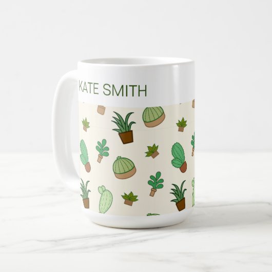Gepersonaliseerd Succulent en Cactus in een Pastpa Koffiemok (Voorkant links)
