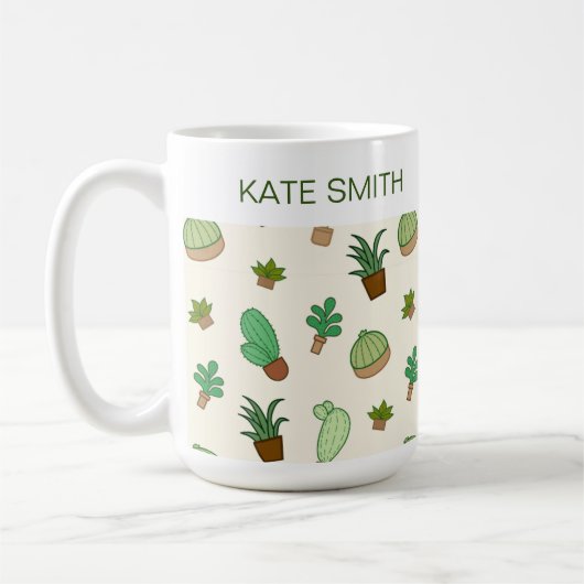 Gepersonaliseerd Succulent en Cactus in een Pastpa Koffiemok (Links)
