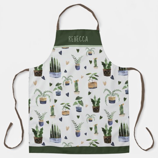 Gepersonaliseerd Succulent & Potted Plant Pattern Schort (Voorkant)