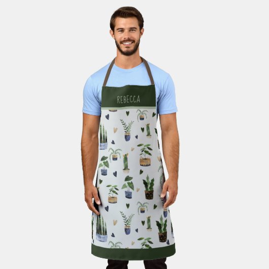 Gepersonaliseerd Succulent & Potted Plant Pattern Schort (Gedragen)