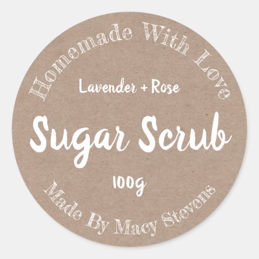 Gepersonaliseerd Sugar Scrub-label Ronde Sticker (Voorkant)
