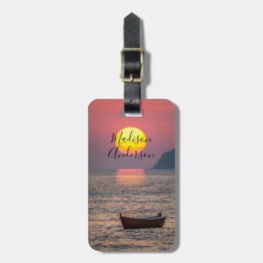 Gepersonaliseerd Sunset Ocean Uitzicht Bagagelabel (Voorkant verticaal)