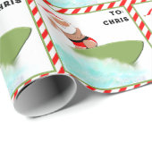 Gepersonaliseerd Surfen Kerstcadeau Cadeaupapier (Rol Hoek)