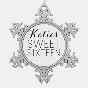 Gepersonaliseerd Sweet 16 Favor Tin Sneeuwvlok Ornament
