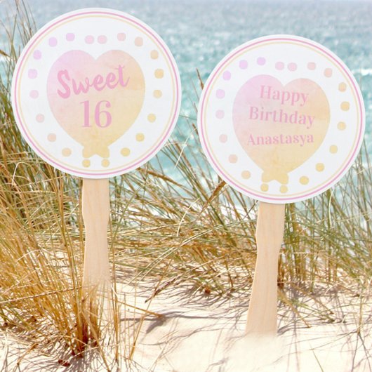 Gepersonaliseerd Sweet 16 Happy Birthday Pastel He Handwaaier