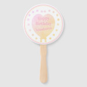 Gepersonaliseerd Sweet 16 Happy Birthday Pastel He Handwaaier (Achterkant)