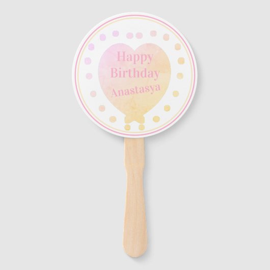 Gepersonaliseerd Sweet 16 Happy Birthday Pastel He Handwaaier (Achterkant)