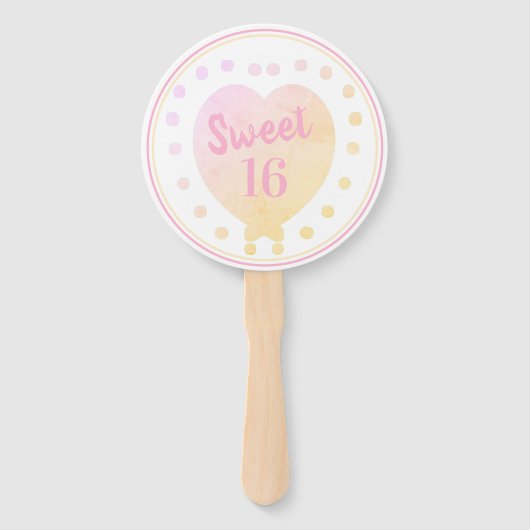 Gepersonaliseerd Sweet 16 Happy Birthday Pastel He Handwaaier (Voorkant)
