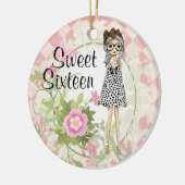 Gepersonaliseerd Sweet 16-kool meisje met kerstmis Keramisch Ornament (Links)