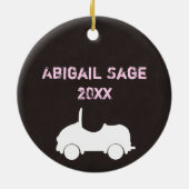 Gepersonaliseerd Sweet 16 meisje en auto, roze ker Keramisch Ornament (Achterkant)