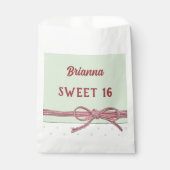 Gepersonaliseerd Sweet 16 Tied met een Bow Polka D Bedankzakje (Voorkant)