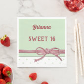 Gepersonaliseerd Sweet 16 Tied met een Bow Polka D Servet (Insitu)
