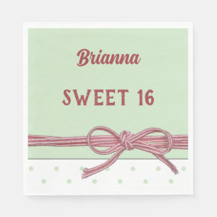 Gepersonaliseerd Sweet 16 Tied met een Bow Polka D Servet
